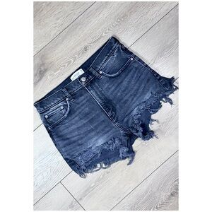 Abercrombie & Fitch Distressed The Mom High Rise Short Gray Wash